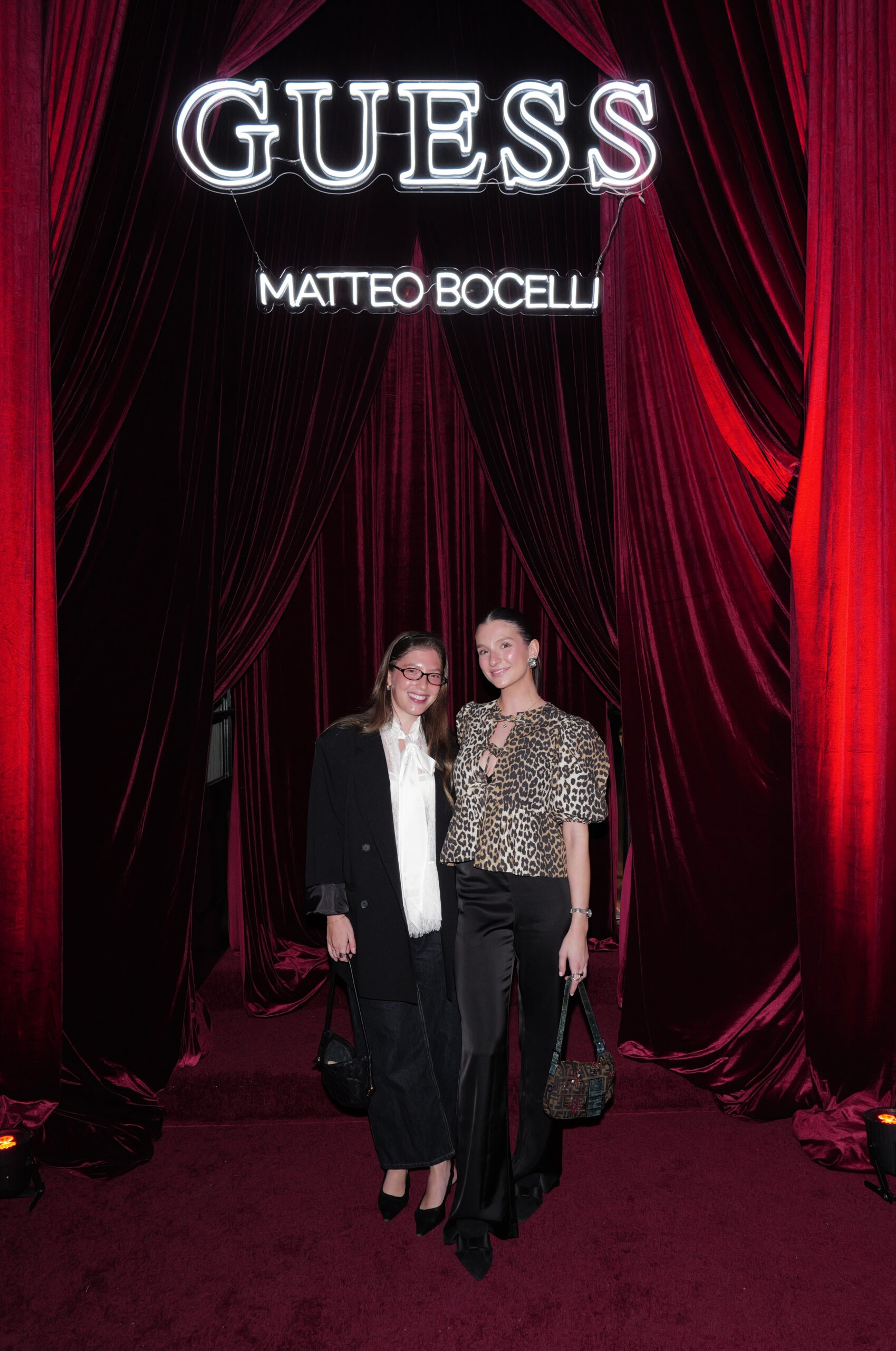 NEW YORK, NEW YORK - SEPTEMBER 10: (L-R) A guest and Juliette Haas attend Matteo Bocelli Live at GUESS Soho on September 10, 2025 in New York City. (Photo by Craig Barritt/Getty Images for GUESS)